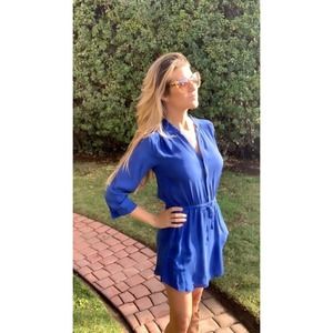Babaton 100% Silk Cobalt Blue Mini Dress